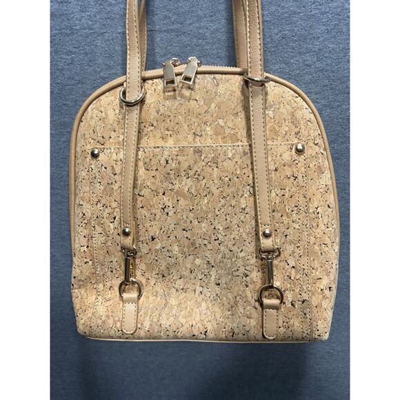 Miztique Daisy Cork Backpack Purse Convertible Adjustable Straps Beige Gold Bag - Picture 5 of 11